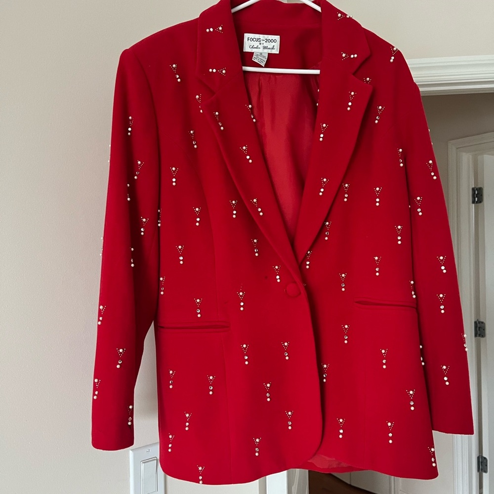 Red womens blazer-70% wool